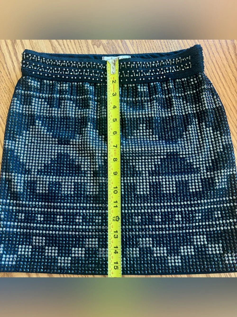 Willow & Clay Size S Beaded Black Sequin Mini Skirt